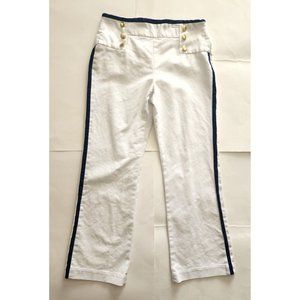 Steve Harvey Celebrity Edition Dress Pants White Blue Gold Button Women sz 12